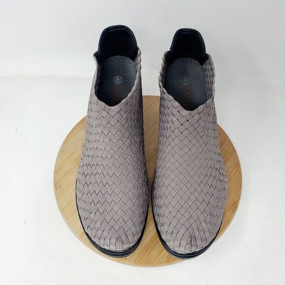 Bernie Mev Chesca Boots Womens 40 Grey Woven Ankle Bootie Woven Block Heel Shoe - Picture 4 of 10